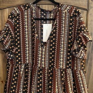 BloomChic Black and Orange Midi Dress